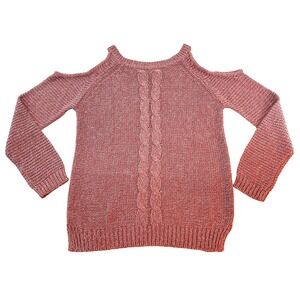 ALYA Cold Shoulder Long Sleeve Sweater • Small • pink, white